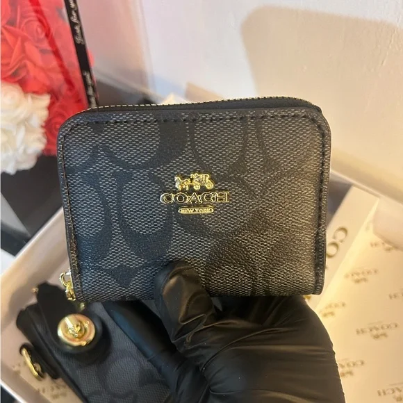 Coach Black Signature Mini Shoulder Bag with Gold Accents - Picture 6 of 14